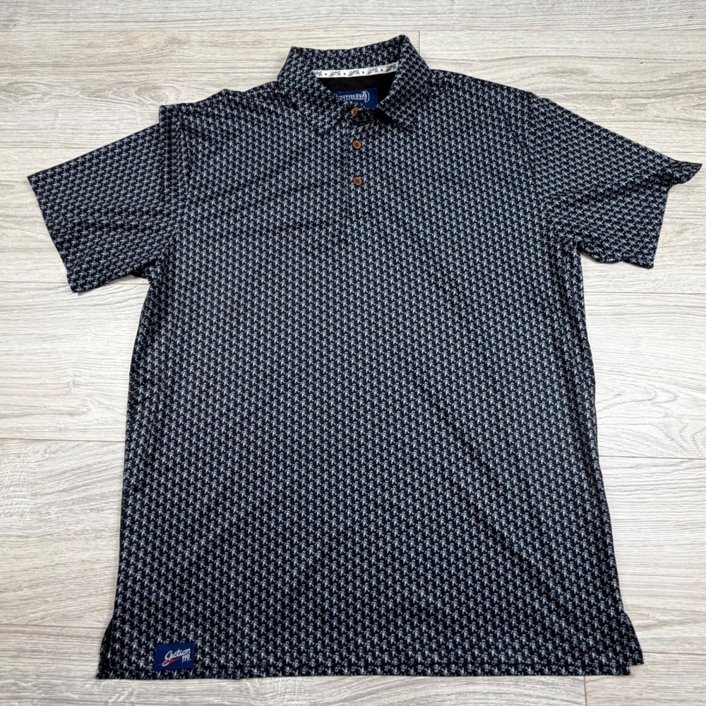 Section 119 Grateful Dead Full Spectrum Dancing Bear Polo Mens‎ M Navy Blue Golf